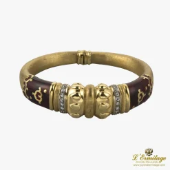 PULSERAS Pulsera rígida oro amarillo mate diamantes y esmalte