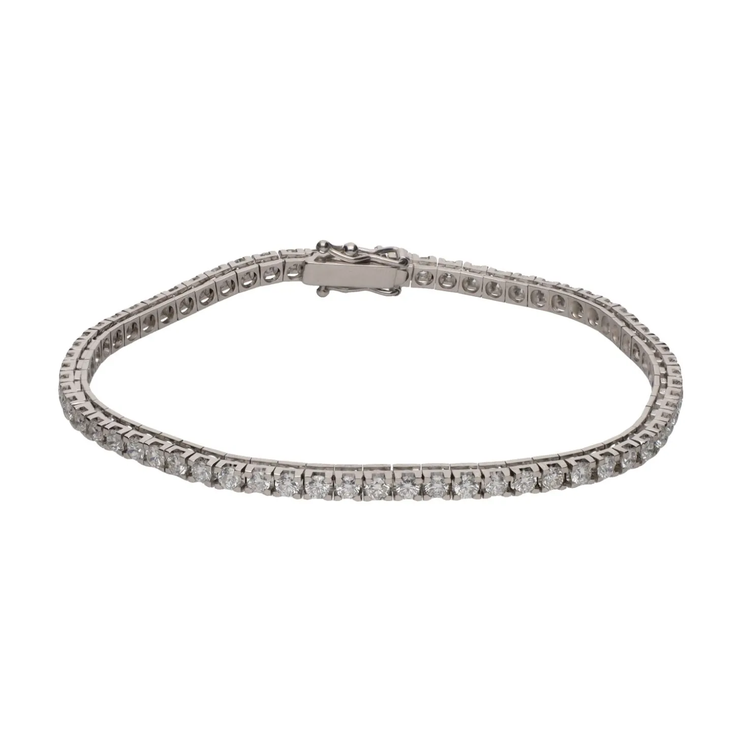 PULSERAS Pulsera riviere en oro blanco con brillantes.