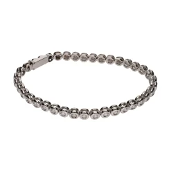 PULSERAS Pulsera riviere en oro blanco con brillantes en chatón.