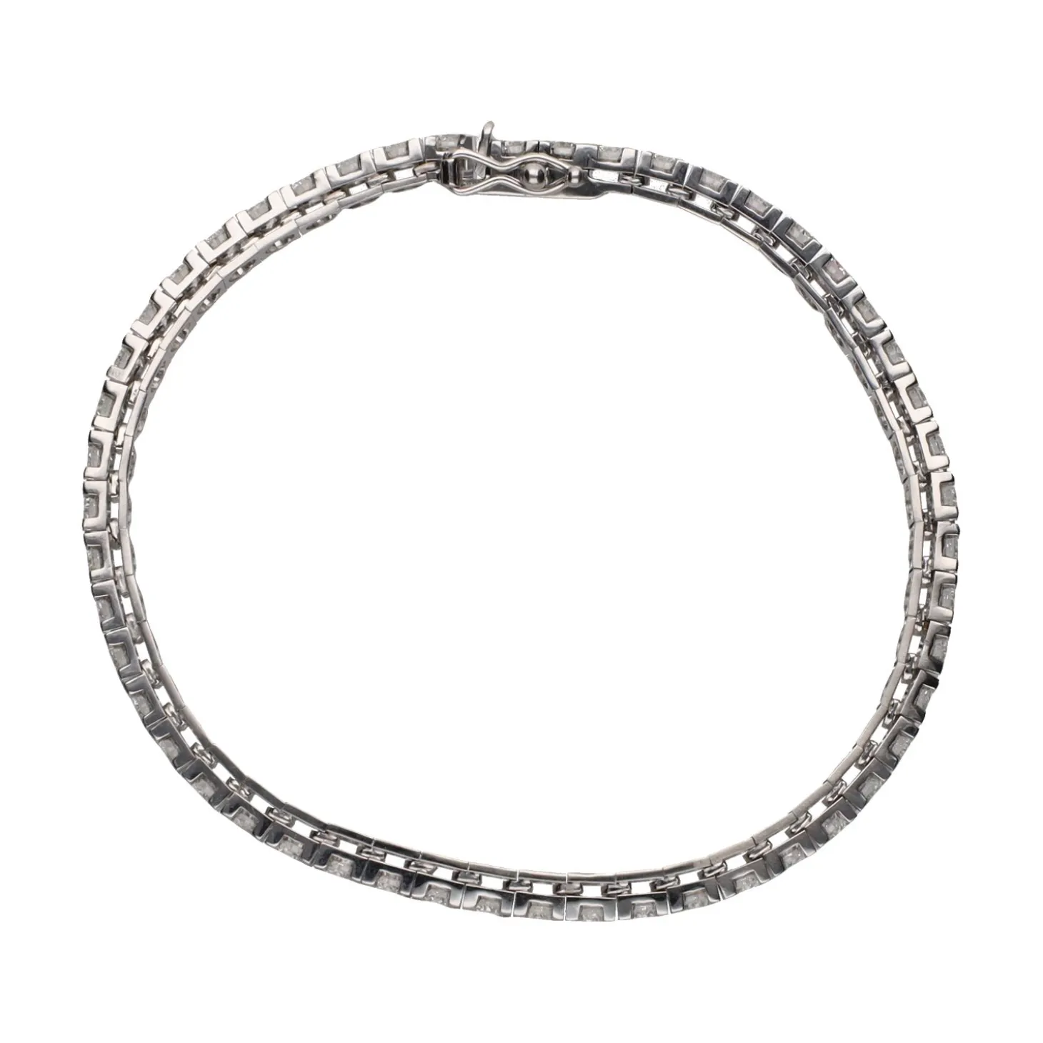 PULSERAS Pulsera riviere en oro blanco con brillantes.