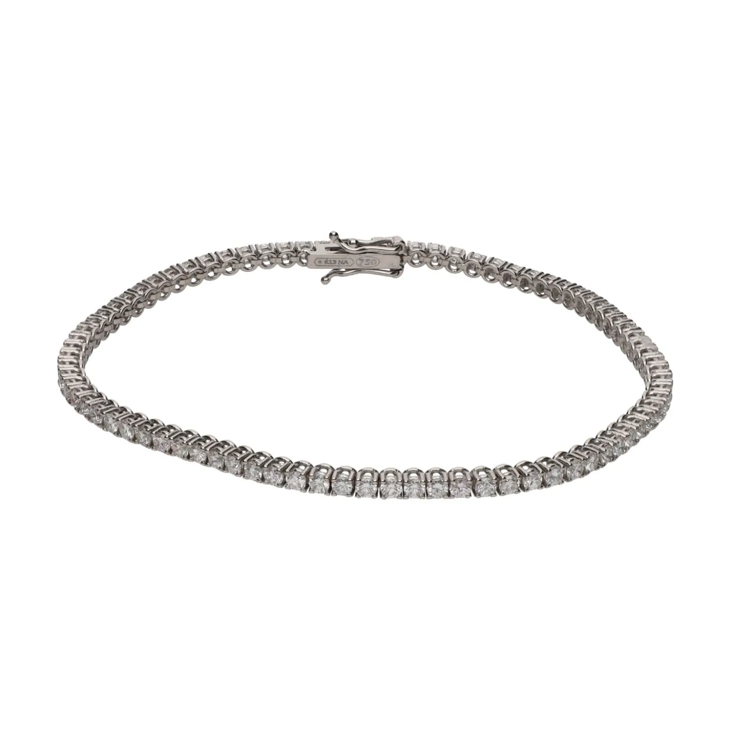 PULSERAS Pulsera riviere en oro blanco con brillantes.