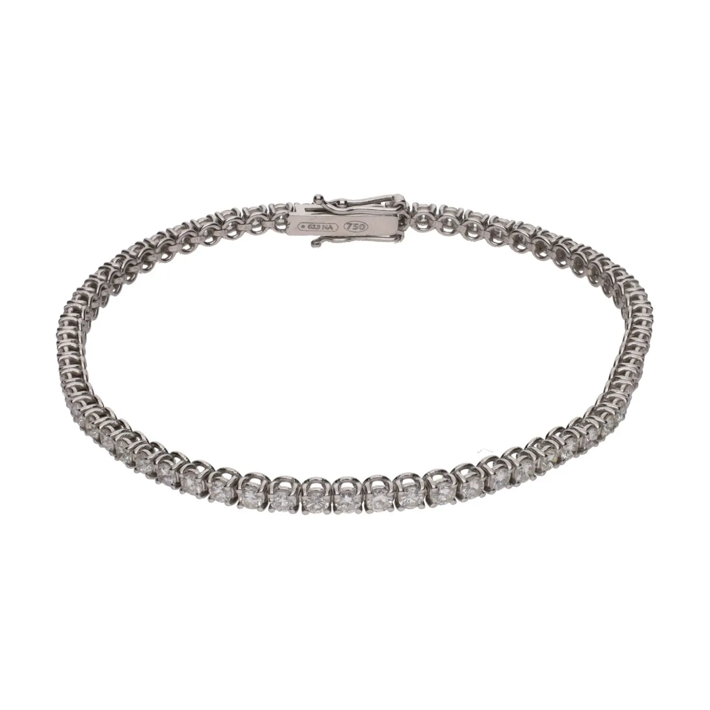 PULSERAS Pulsera riviere en oro blanco con brillantes.