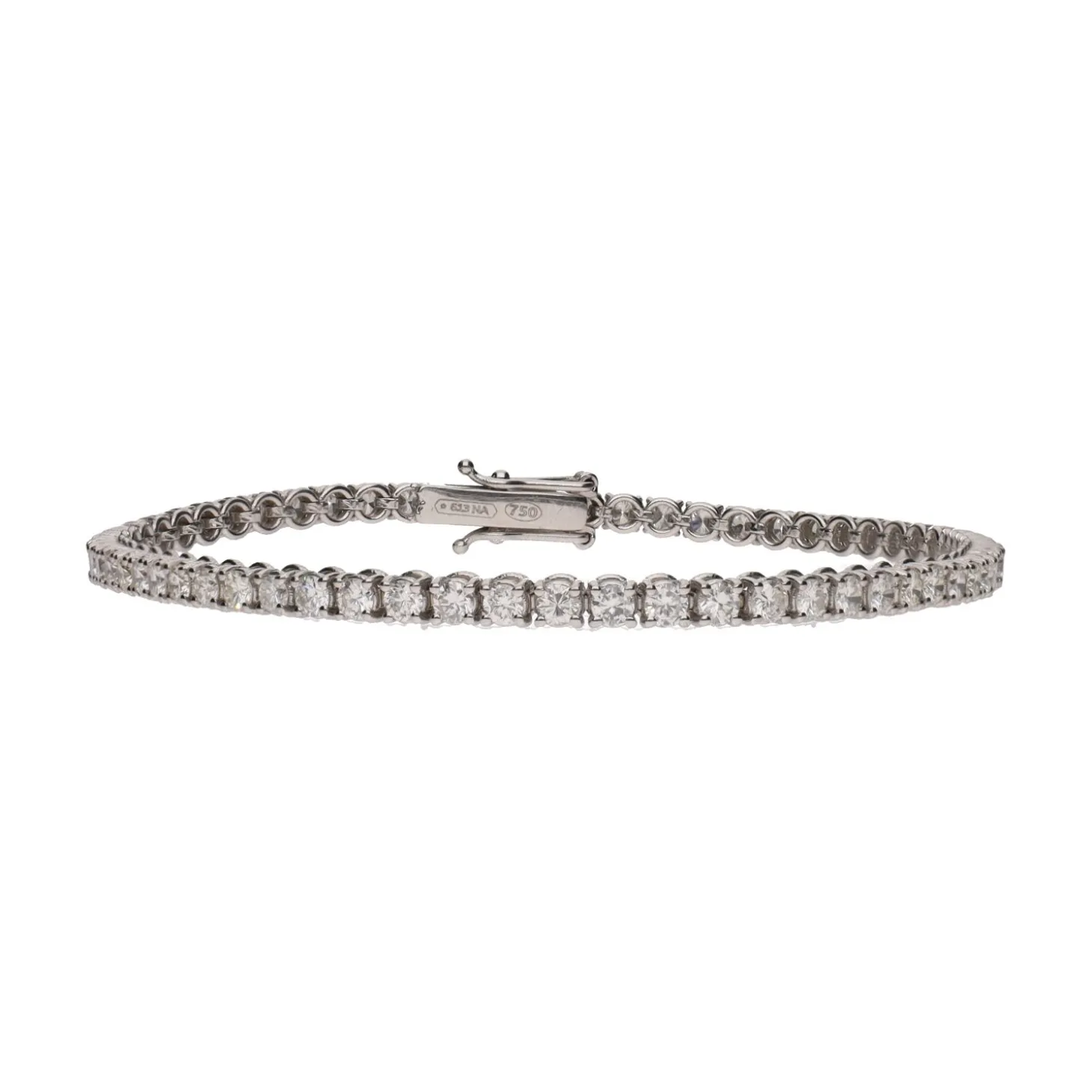 PULSERAS Pulsera riviere en oro blanco con brillantes.