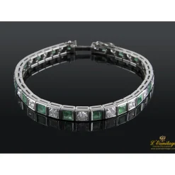 PULSERAS Pulsera riviere oro blanco diamantes y esmeraldas