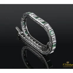 PULSERAS Pulsera riviere oro blanco diamantes y esmeraldas