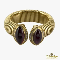 PULSERAS Pulsera tubogas semirrígida oro amarillo y rubelitas
