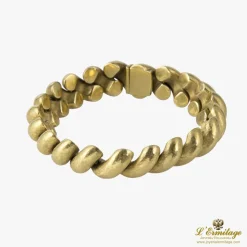 PULSERAS Tres pulseras eslabón trenzado oro blanco amarillo y rosa